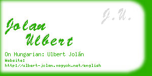 jolan ulbert business card
